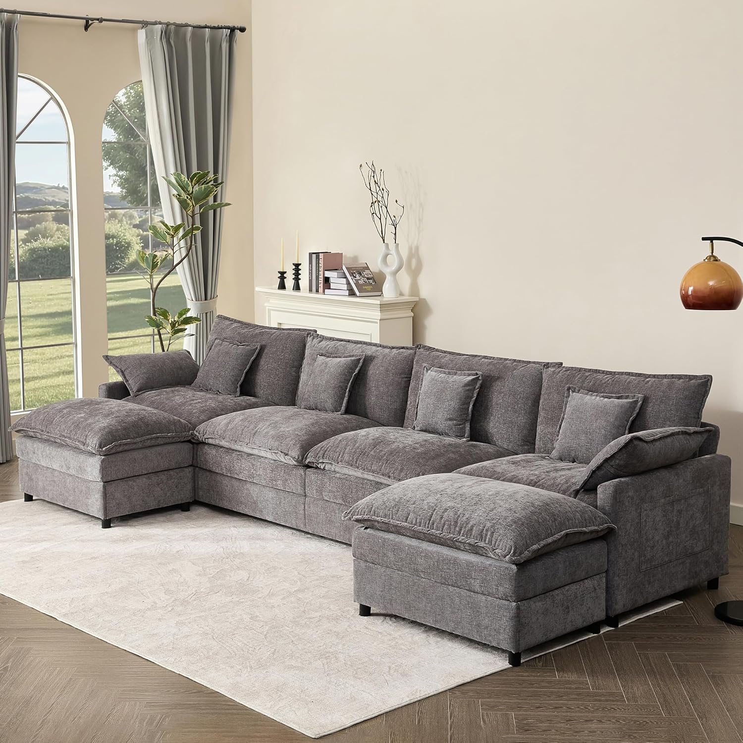 108 Inch U Shape Sofa Sectional Sofa Comfortable Cloud Sofa Living Room Deep Seat Sofa