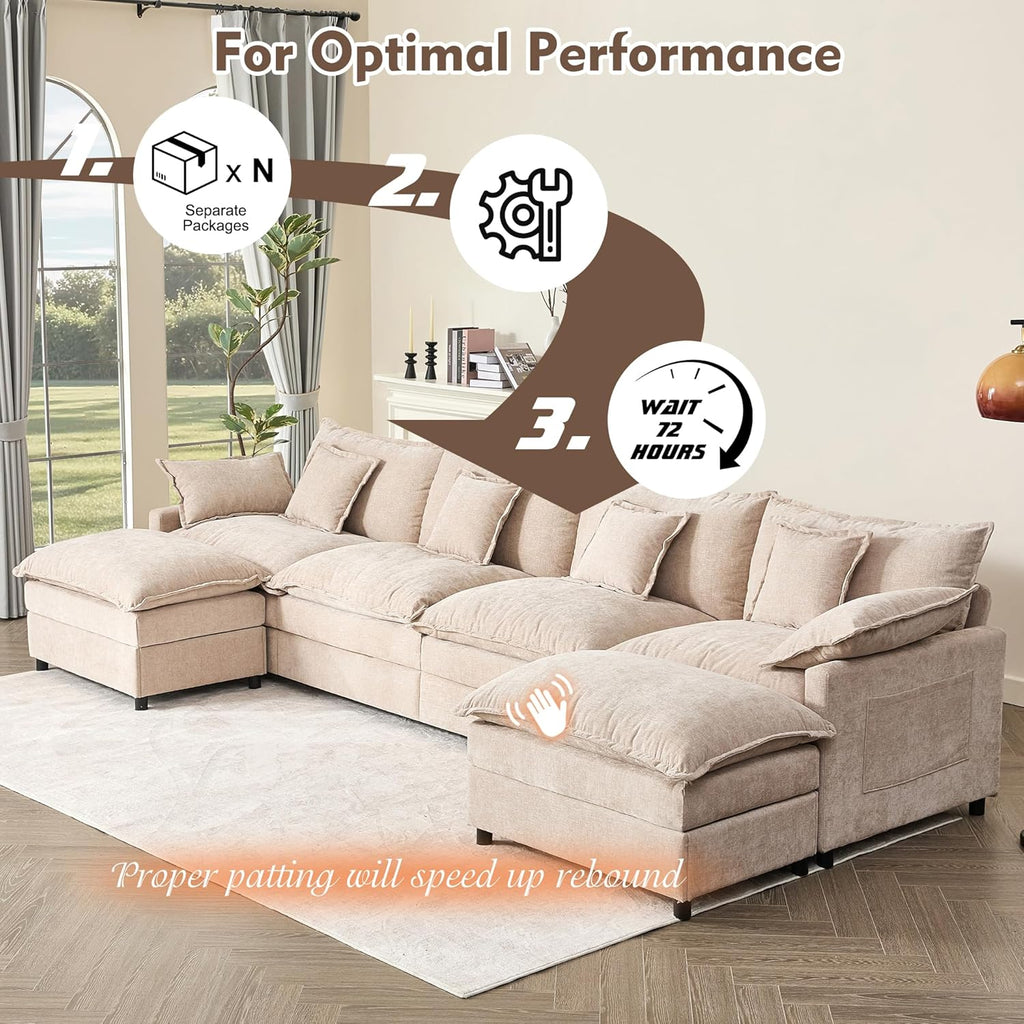 108" U-shaped sofa modular sofa Comfortable cloud sofa