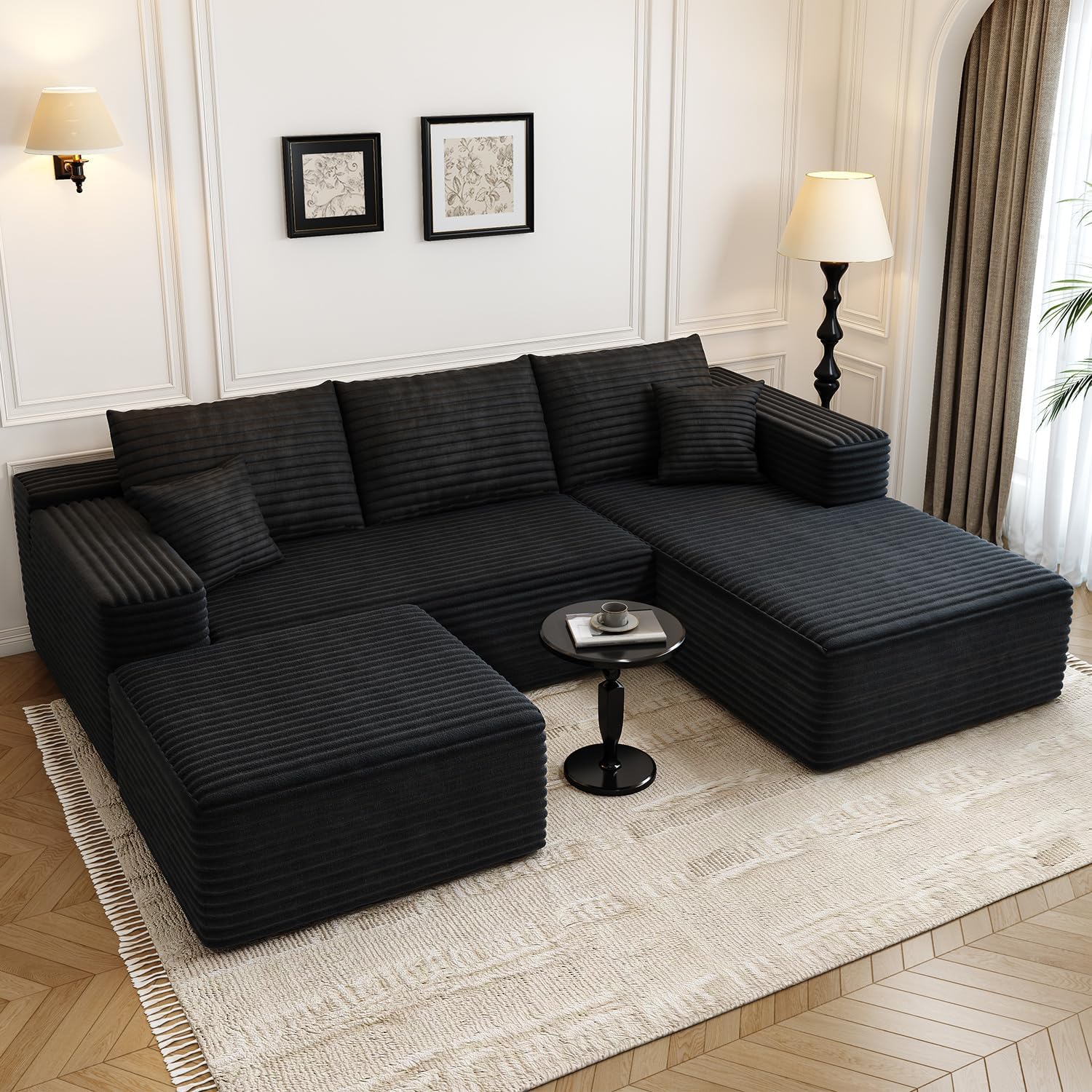 107.5" Cloud Modular Sectional Sofa Couch with L-Shape Chaise,Modern Minimalist Upholstered Couches