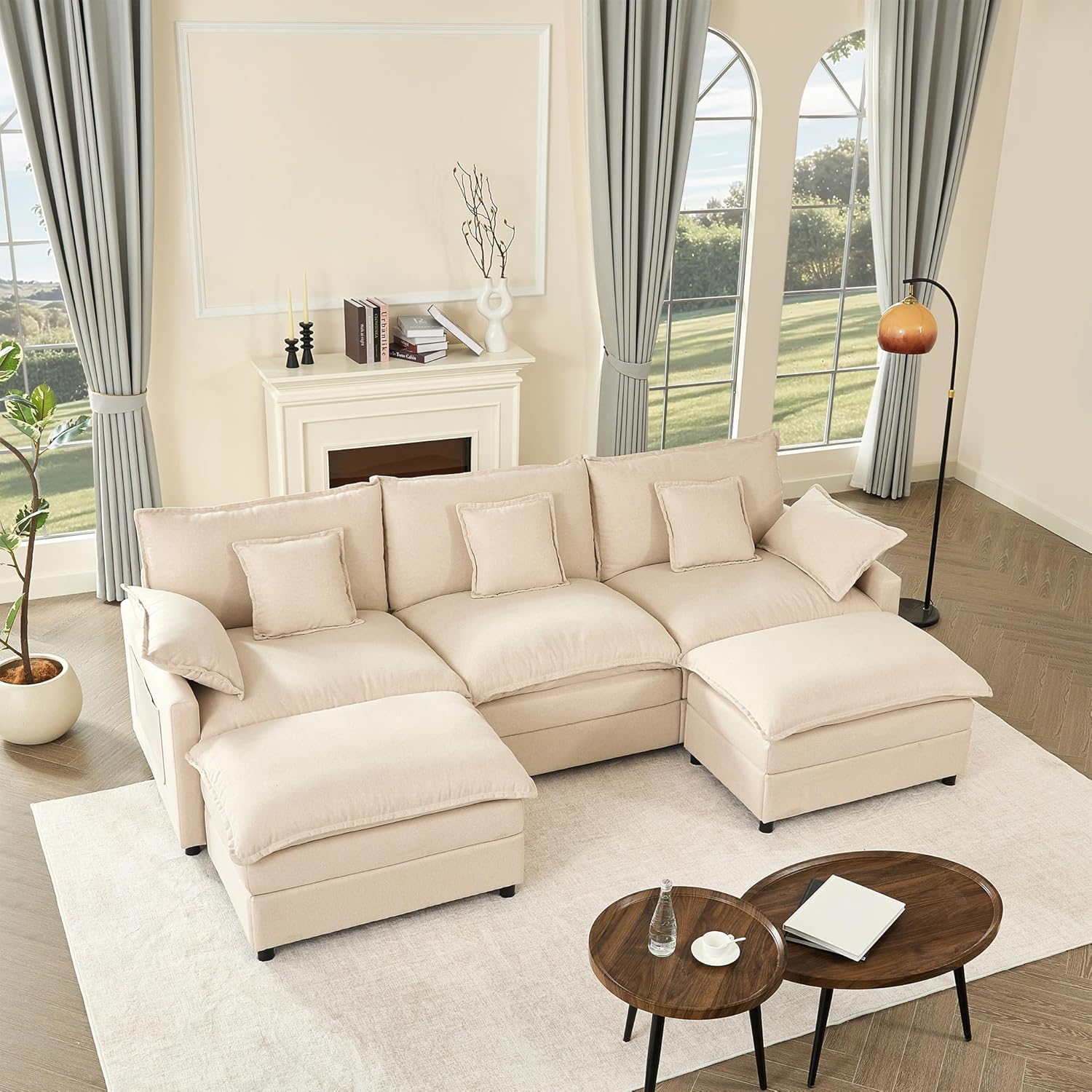 108 Inch U Shape Sofa Sectional Sofa Comfortable Cloud Sofa Living Room Deep Seat Sofa